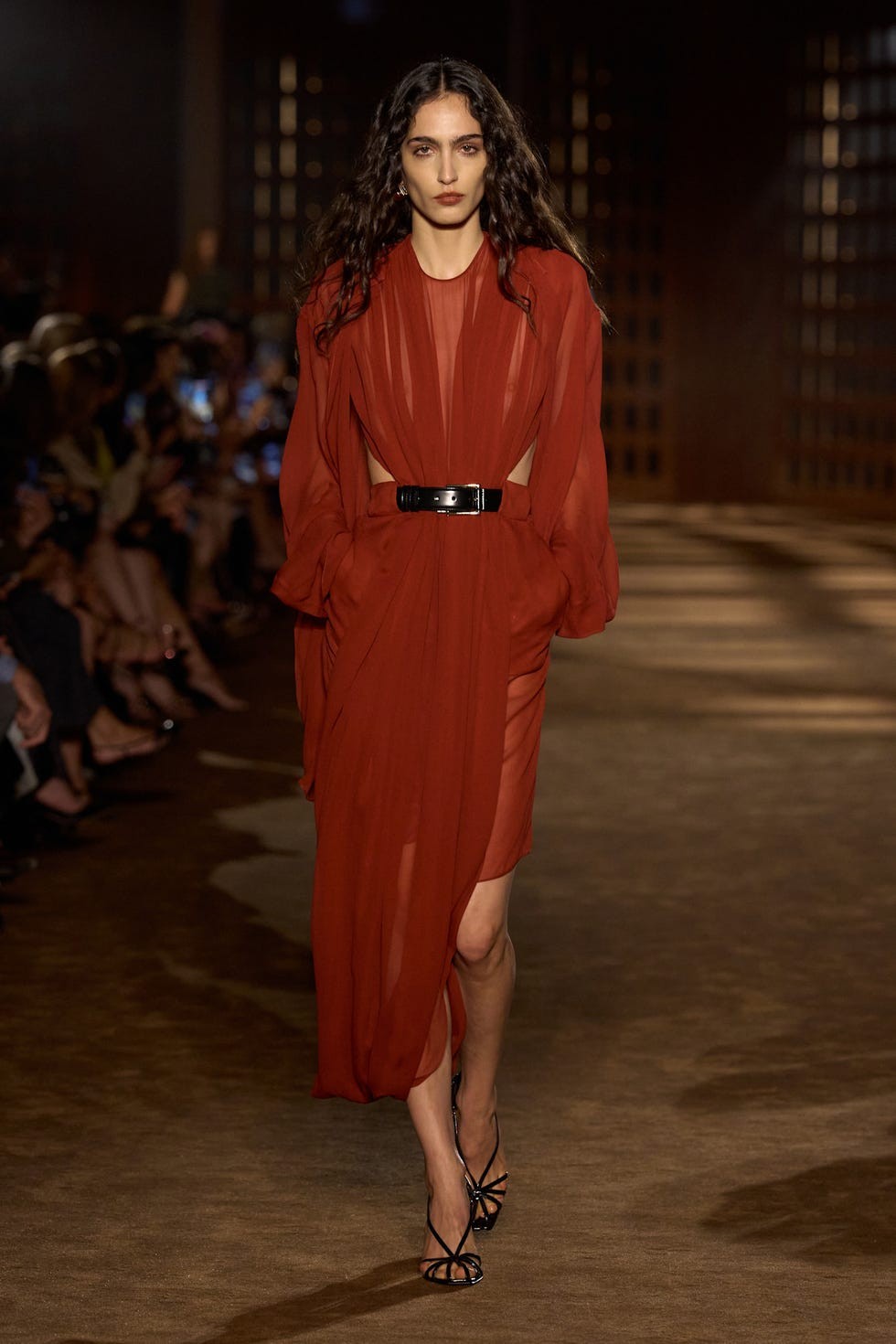draped chiffon dress