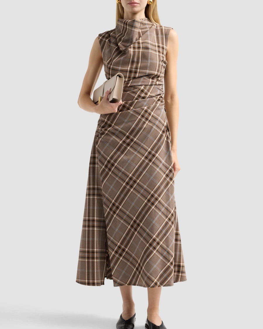 Women's Burke Plaid Ruched Midi Dres