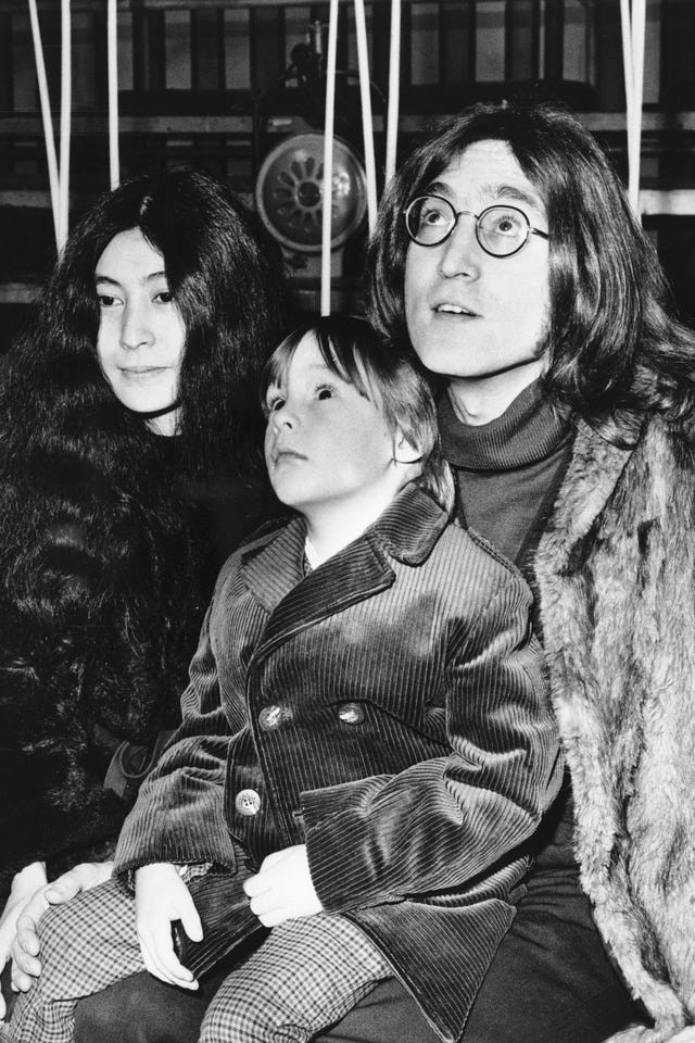 John and Julian Lennon and Yoko Ono