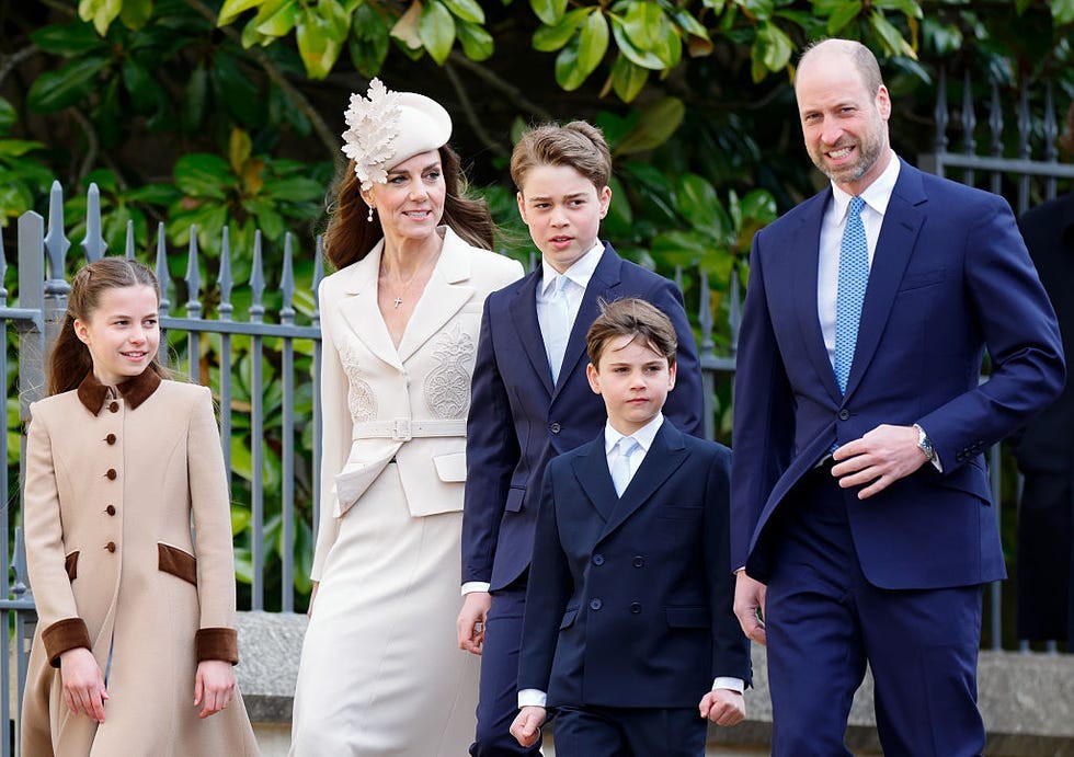 windsor, england april 05 embargoed for publication in uk newspapers until 24 hours after create date and time princess charlotte of wales, catherine, princess of wales, prince george of wales, prince louis of wales, and prince william, prince of wales attend the traditional easter sunday mattins service at st georges chapel, windsor castle on april 5, 2026 in windsor, england photo by max mumbyindigogetty images