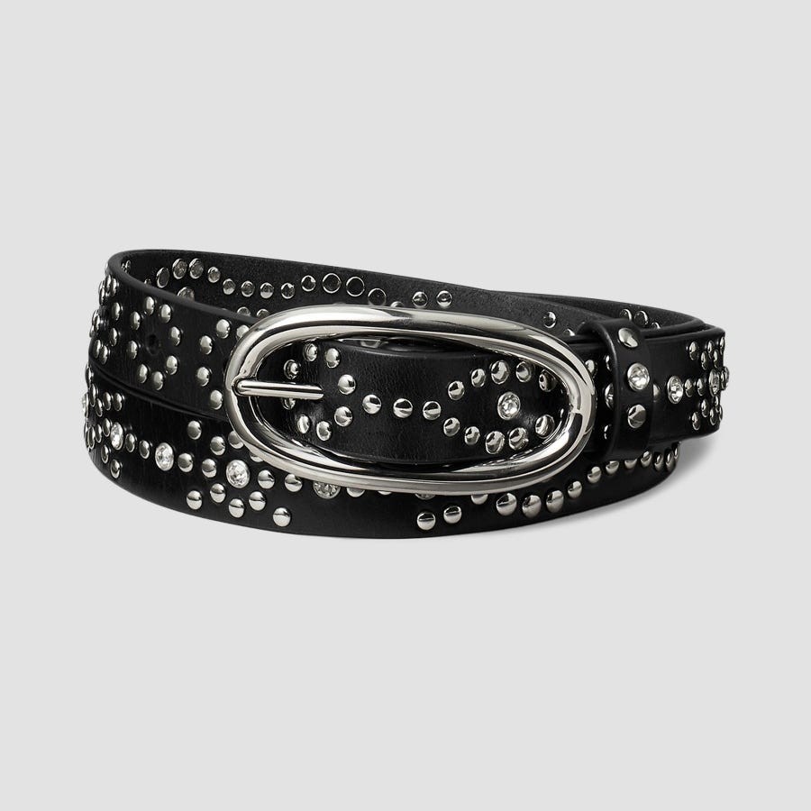 Pierced Studded Leather Belt