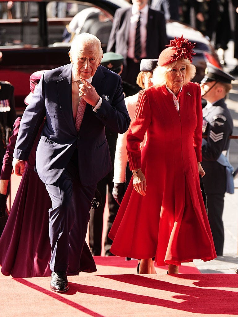 king charles iii and queen camilla arrive to attend the ceremonial opening of the senedd in cardiff picture date thursday october 15, 2026 photo by aaron chownpa images via getty images