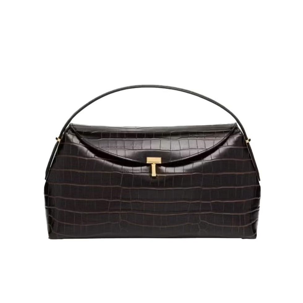 T-Lock Croc-Embossed Top-Handle Bag