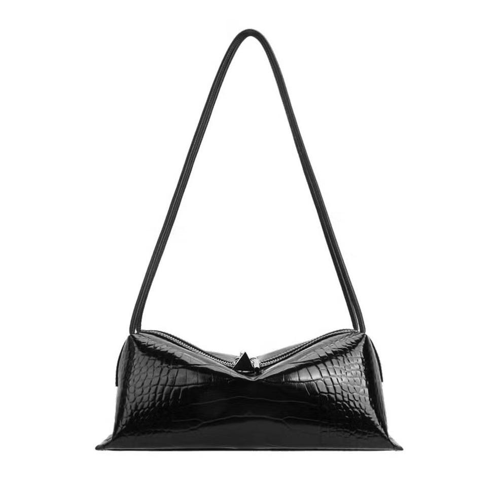 Black Croc Café Midi Bag