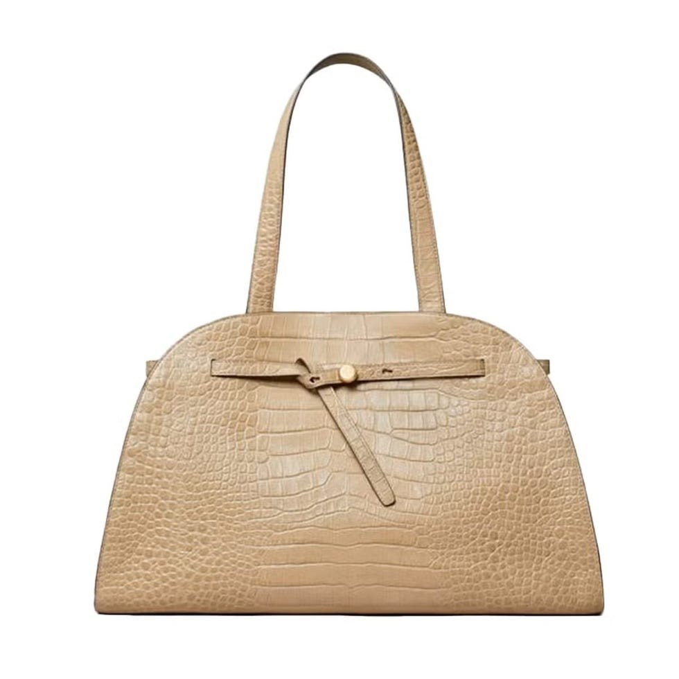 Romy Croc-Embossed Leather Bauletto Bag