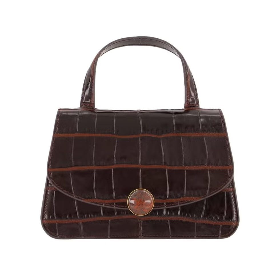 Flora Mini Croc-Embossed Top-Handle Bag