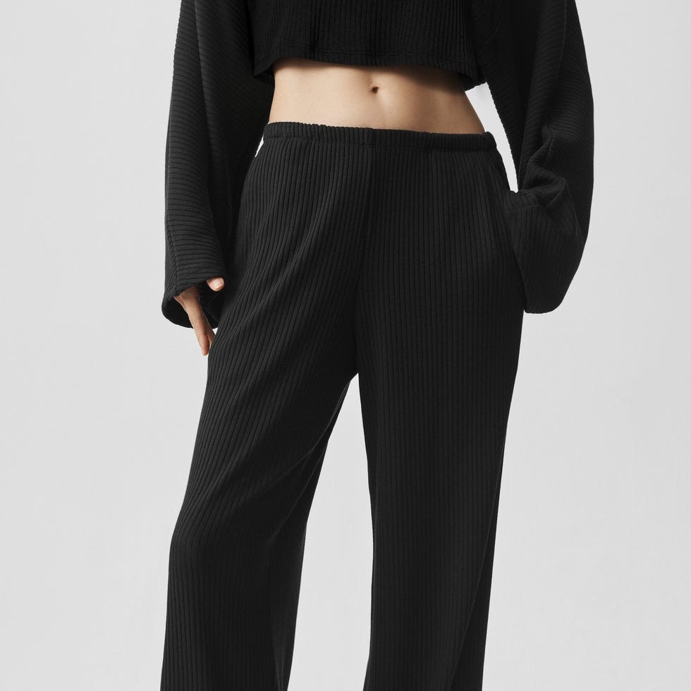 Ribbed Mid-Rise Reset Pant - Black
