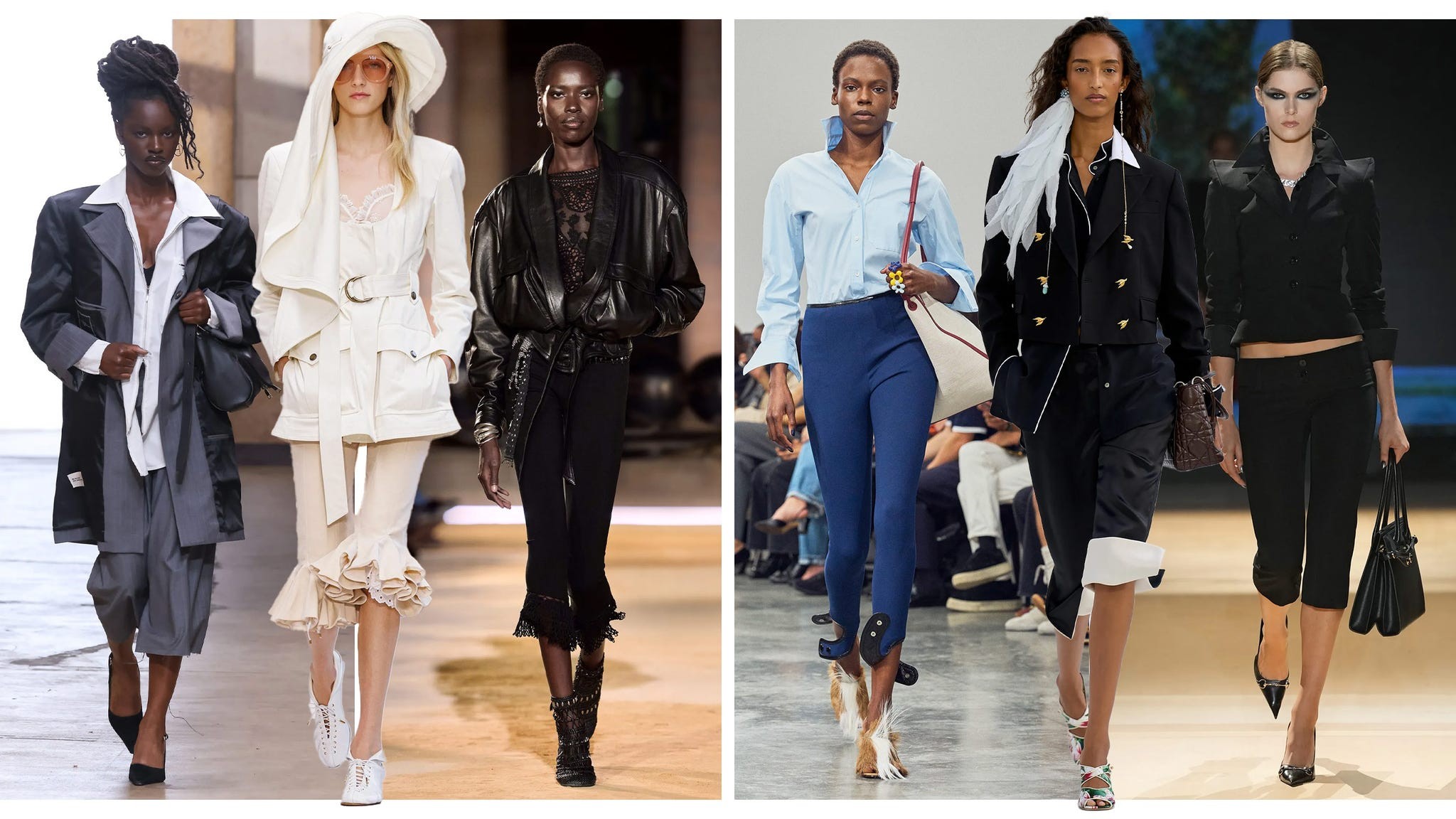 Fashion runway showcasing diverse models in various stylish outfits and contemporary designs.