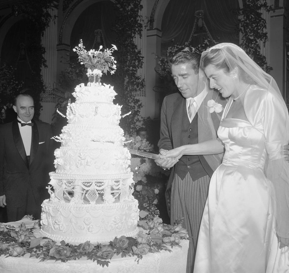 Patricia Lawford and Husband Cutting Cake
