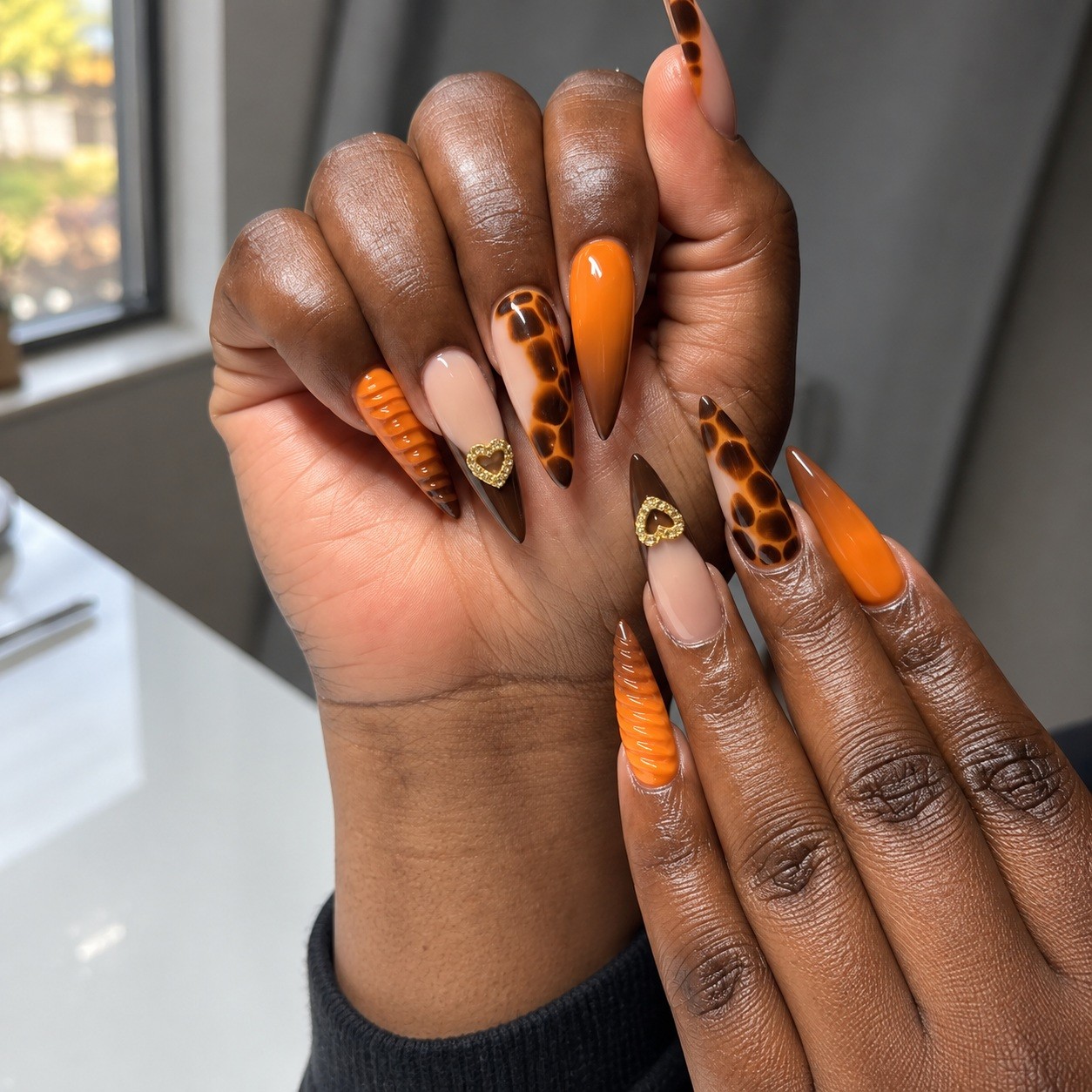 Burnt orange nail designs