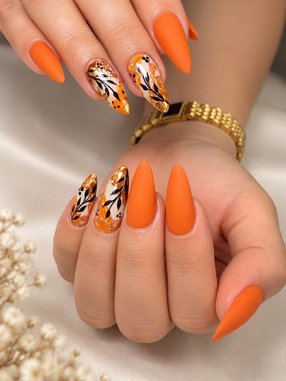 Burnt orange nail designs