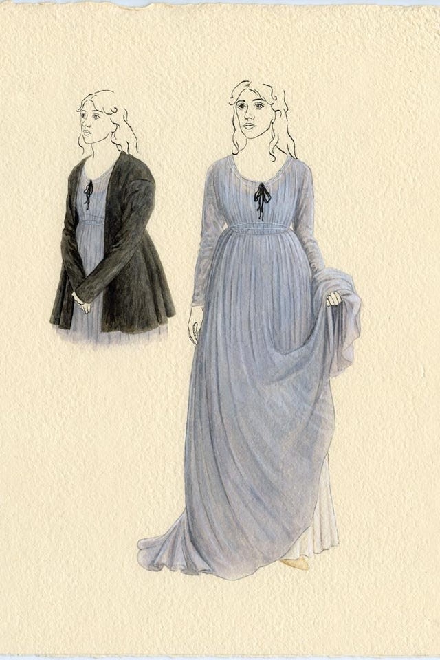 Illustration of two women in different outfits, showcasing a formal dress and a casual ensemble.