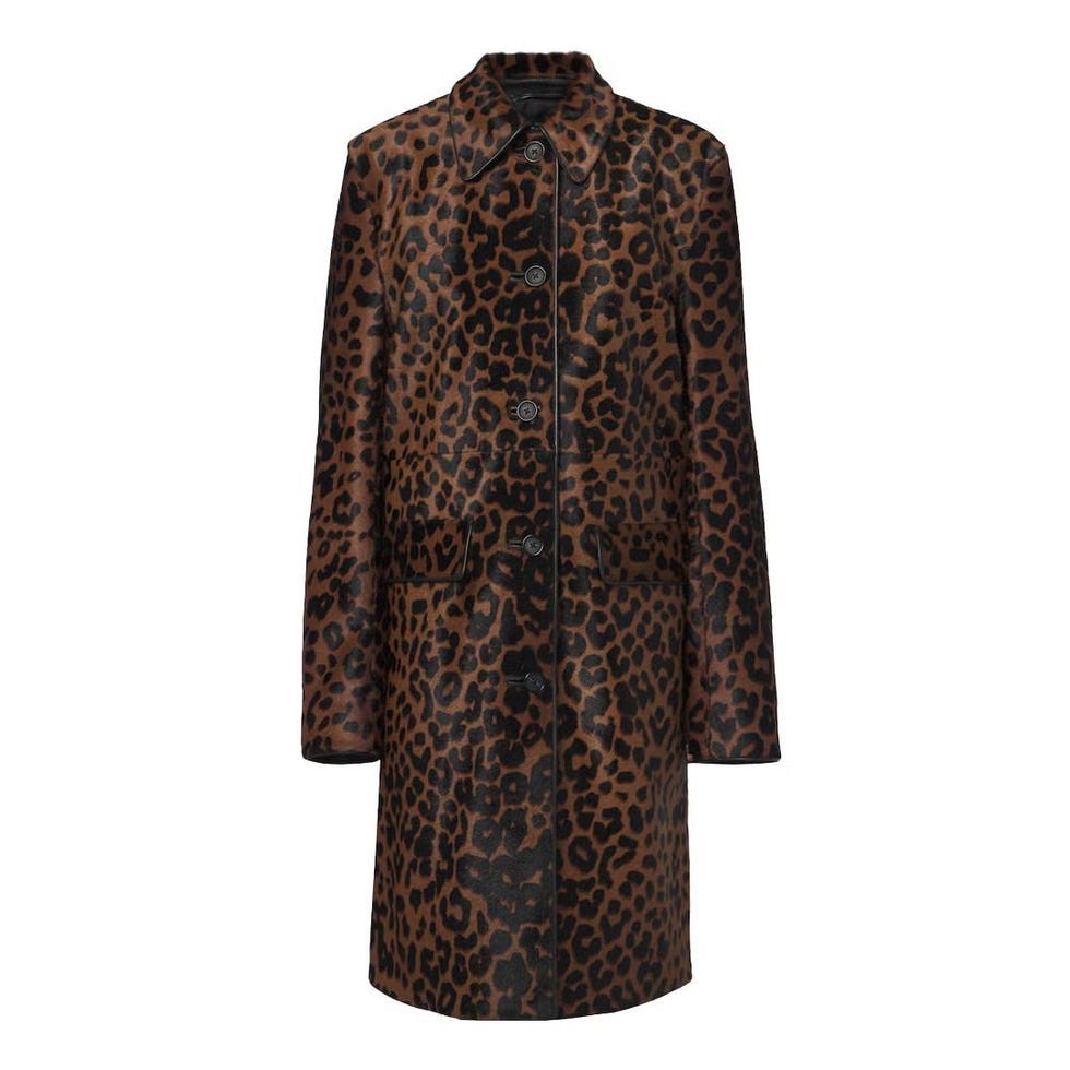 Leopard-Print Calf Hair Coat