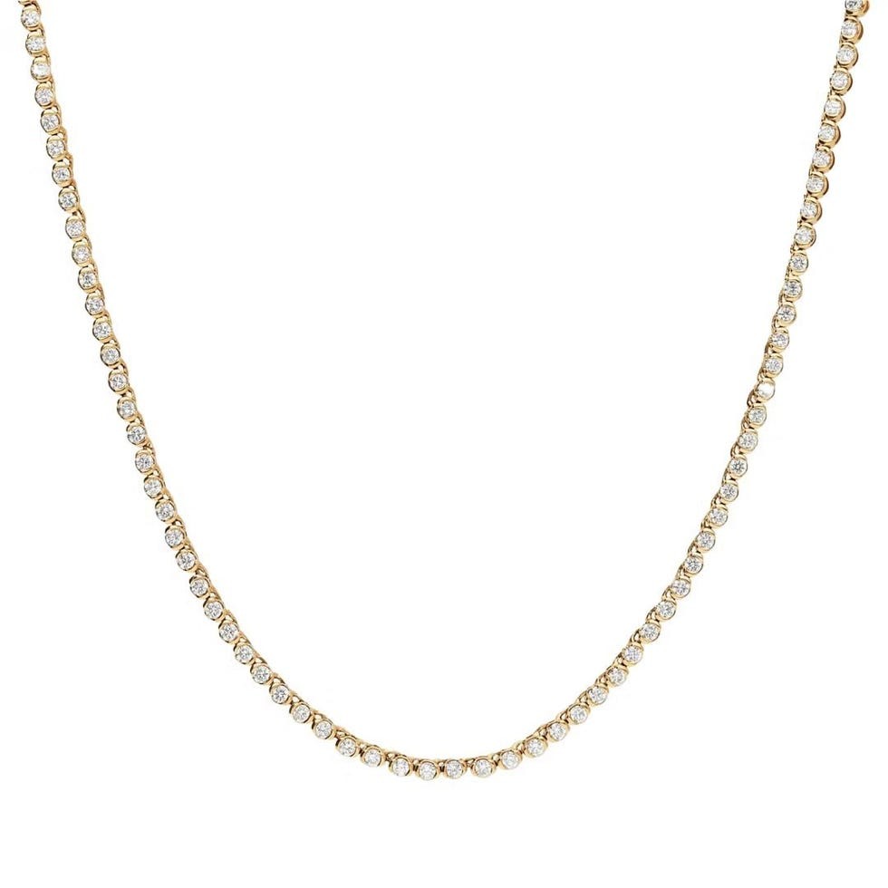 Mini Half Tennis Necklace With 2CTW Round Cut Diamonds In 14K Yellow Gold