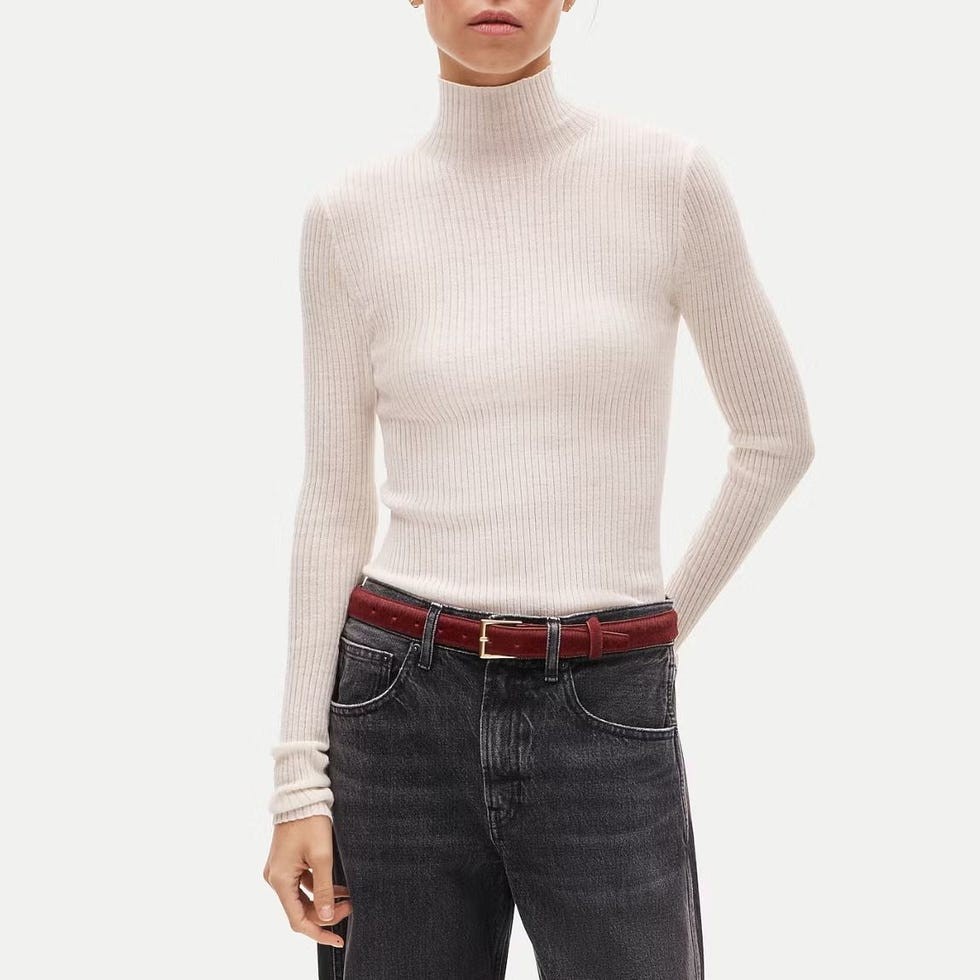 Ribbed merino wool turtleneck sweater