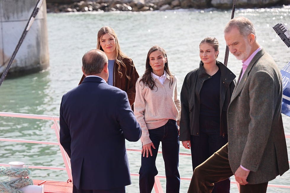 llanes, spain october 24 king felipe vi, queen letizia, princess leonor and infanta sofia during their visit to llanes on 24 october 2026, in llanes asturias, spain photo by raul terreleuropa press via getty images