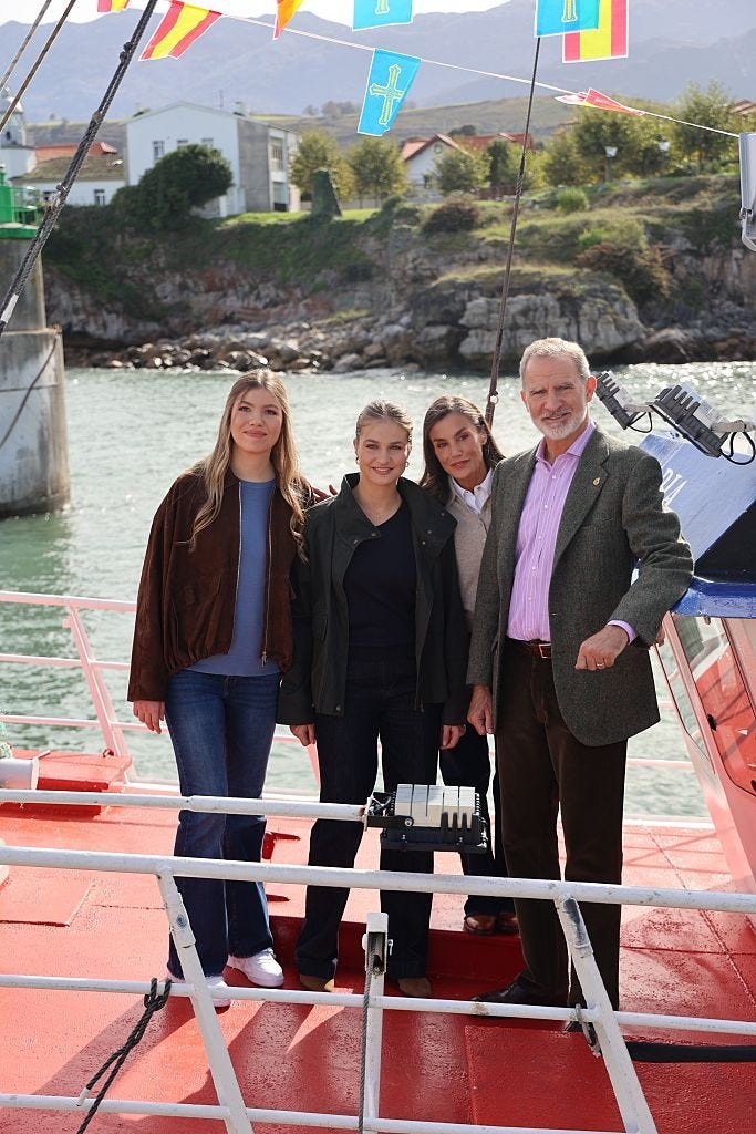 llanes, spain october 24 king felipe vi, queen letizia, princess leonor and infanta sofia during their visit to llanes on 24 october 2026, in llanes asturias, spain photo by raul terreleuropa press via getty images
