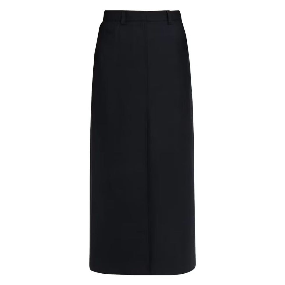 Tailored Front-Vent Maxi Skirt