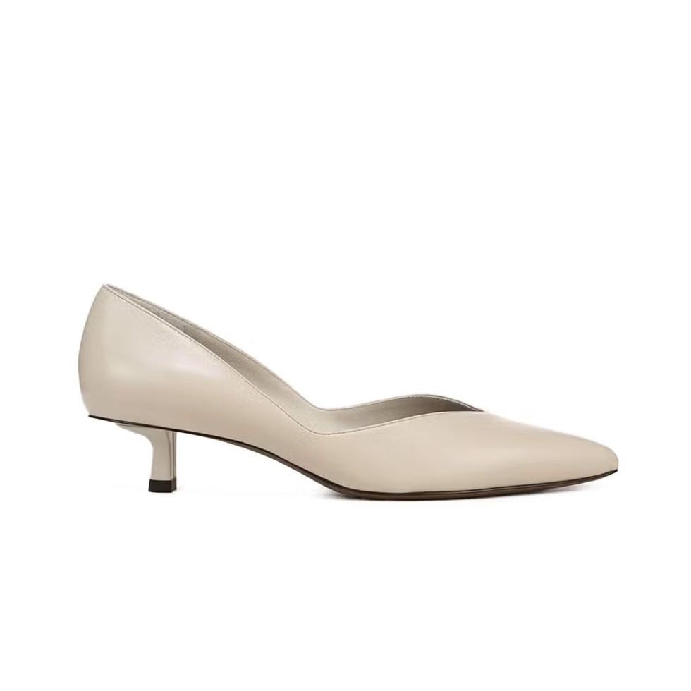 Hallie Leather Kitten-Heel d'Orsay Pump