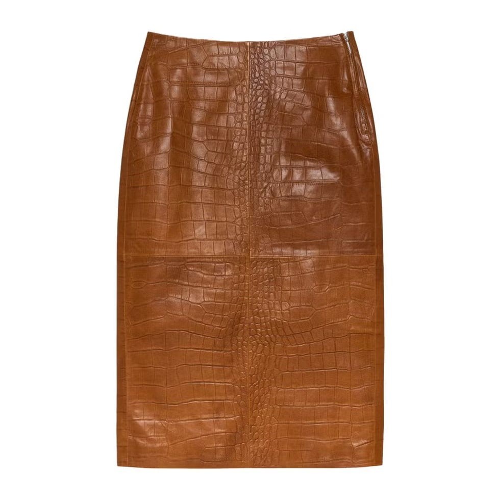Meeka Leather Croco Skirt