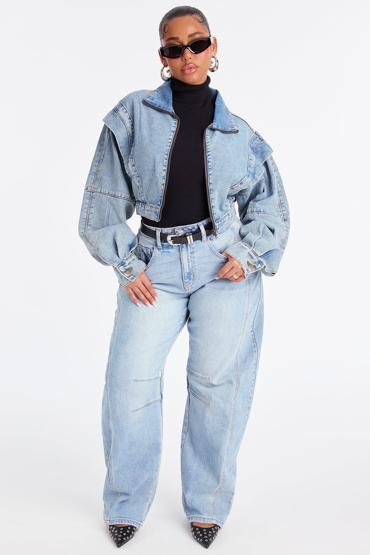 wide-leg jeans fall styling