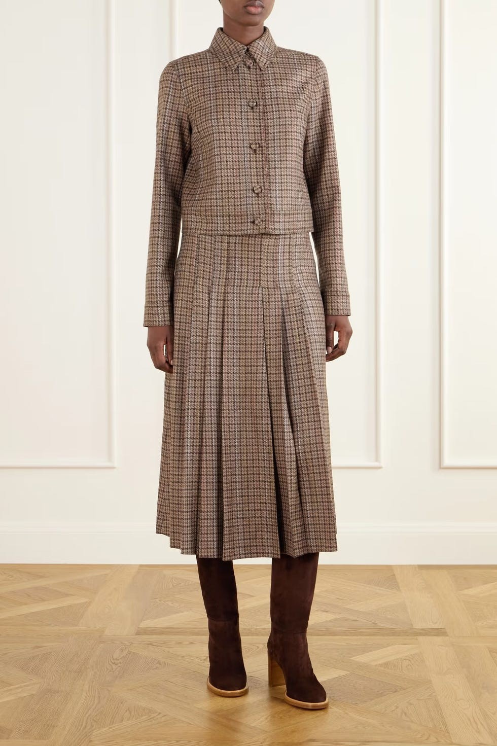 Thereza Houndstooth Wool and Silk-Blend Blazer