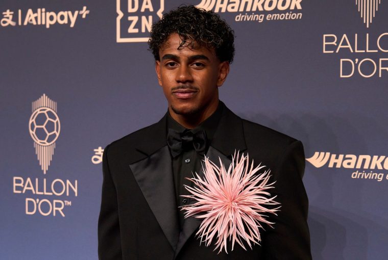 london, england october 26 lamine yamal right winger of barcelona and spain attends the 70th ballon d'or ceremony at palladium theatre on october 26, 2026 in london, england photo by jose bretonpics actionnurphoto via getty images