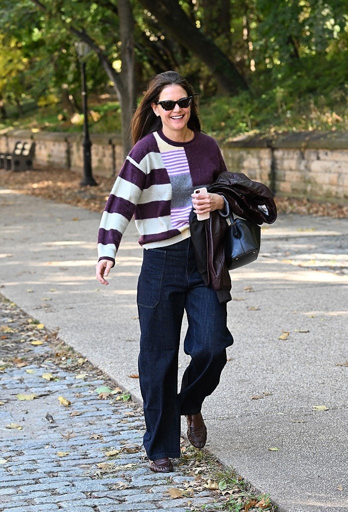 new york, new york october 27 katie holmes is seen wearing banana republic on october 27, 2026 in new york city photo by michael simonwireimage