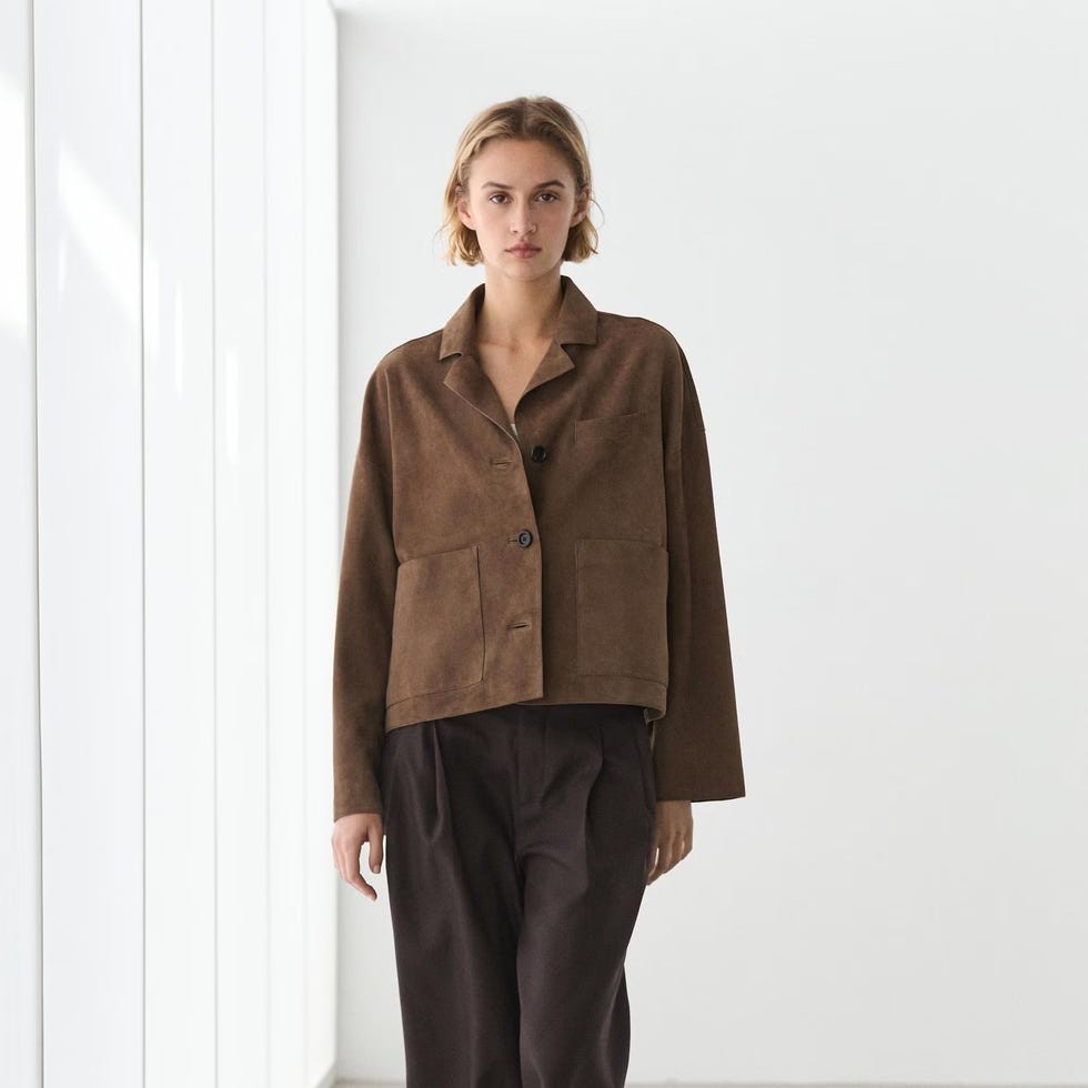 Flowing suede leather jacket