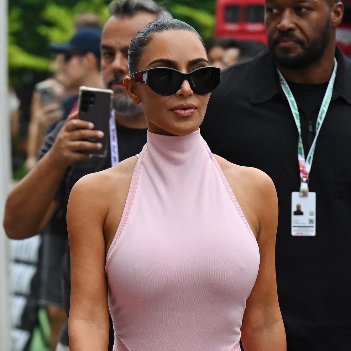 singapore, singapore october 10 kim kardashian walks in the paddock prior to the sprint ahead of the f1 grand prix of singapore at marina bay street circuit on october 10, 2026 in singapore, singapore photo by michael pottslat images