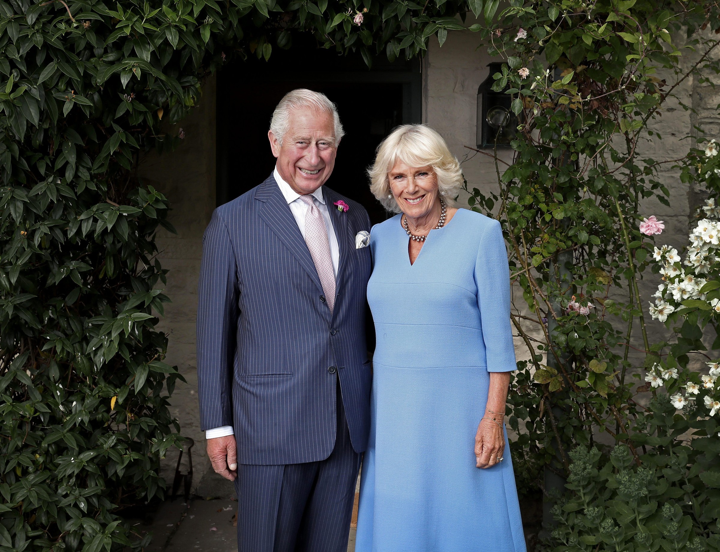 myddfai, wales july 2 editorial use only hrh prince charles, prince of wales and her royal highness camilla, duchess of cornwall pose for an official portrait to celebrate wales week 2019 taken at their welsh residence llwynywormwood on july 2, 2019 in myddfai, wales, united kingdom photo by chris jacksongetty images for clarence house
