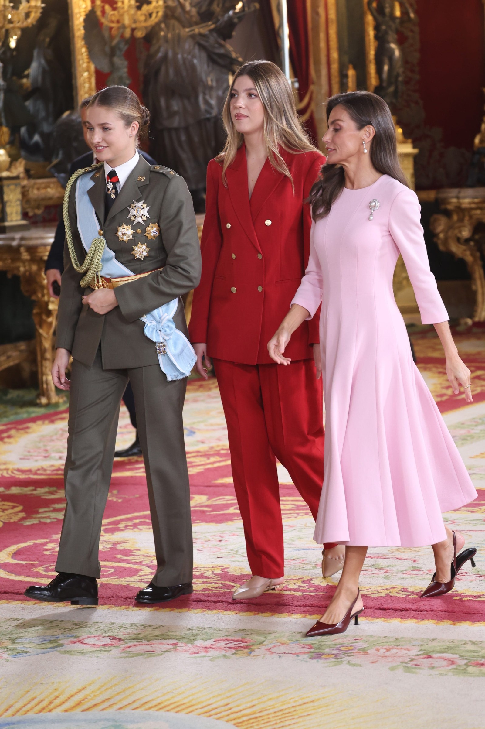 madrid, spain october 12 princess leonor, infanta sofia and queen letizia during the reception to mark national day at the royal palace on 12 october 2026 in madrid, spain the event is presided over by the king and queen, the princess of asturias and infanta sofia following the solemn ceremony honouring the national flag and the military parade held in the plaza de canovas del castillo the purpose of the national day celebrations is to solemnly commemorate moments in our collective history that