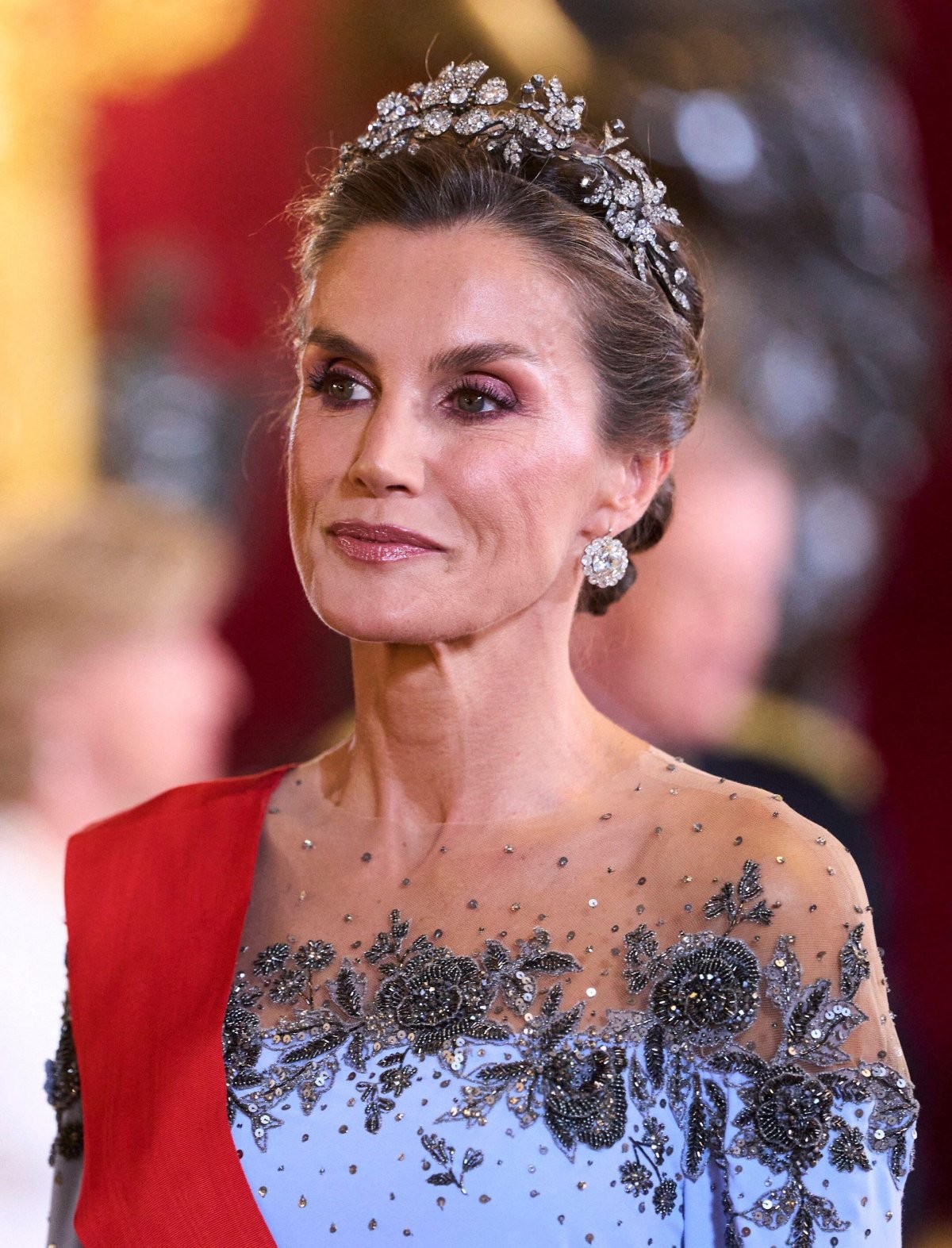 The King and Queen of Spain host a gala dinner in honor of the visiting President and First Lady of France at the Royal Palace in Madrid on September 29, 2026 (MPG/Alamy)
